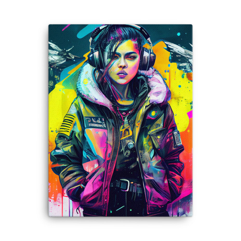 Canvas Wall Art - Cyberpunk Woman Portrait