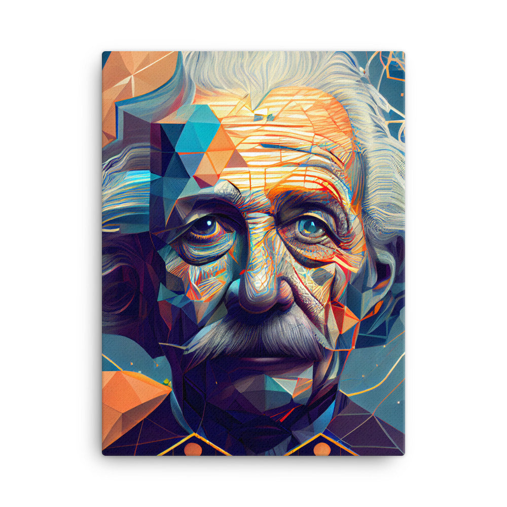 Canvas Wall Art - Geometric Einstein Portrait