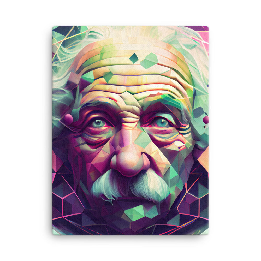 Canvas Wall Art - Geometric Einstein Portrait