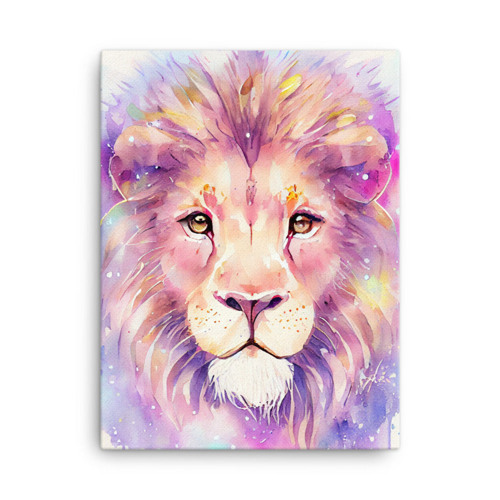 Canvas Wall Art - Kids Room Lion Watercolor