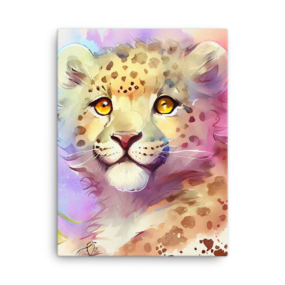 Canvas Wall Art - Baby Leopard Watercolor