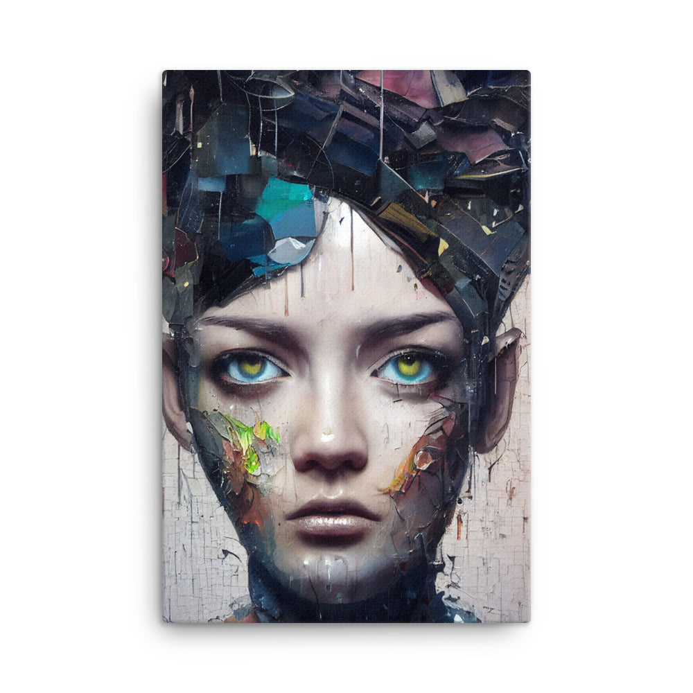 Canvas Wall Art - Cyberpunk Engineer Closeup Portrait