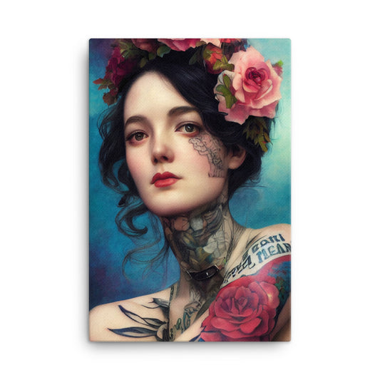 Canvas Wall Art - Portrait Rose Tattoo