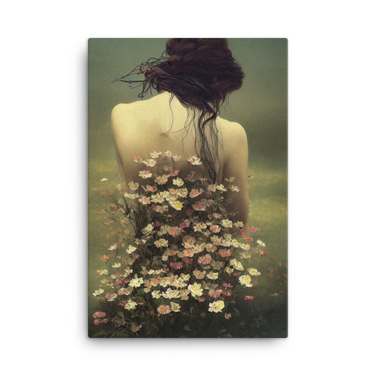 Canvas Wall Art - Girl in Wildflowers