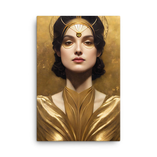 Canvas Wall Art - Art Deco Golden Portrait