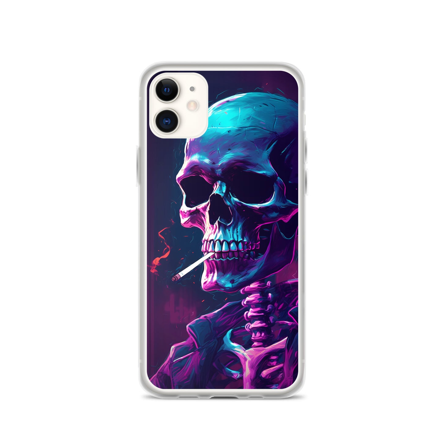 iPhone Case - Synthwave Smoking Skeleton