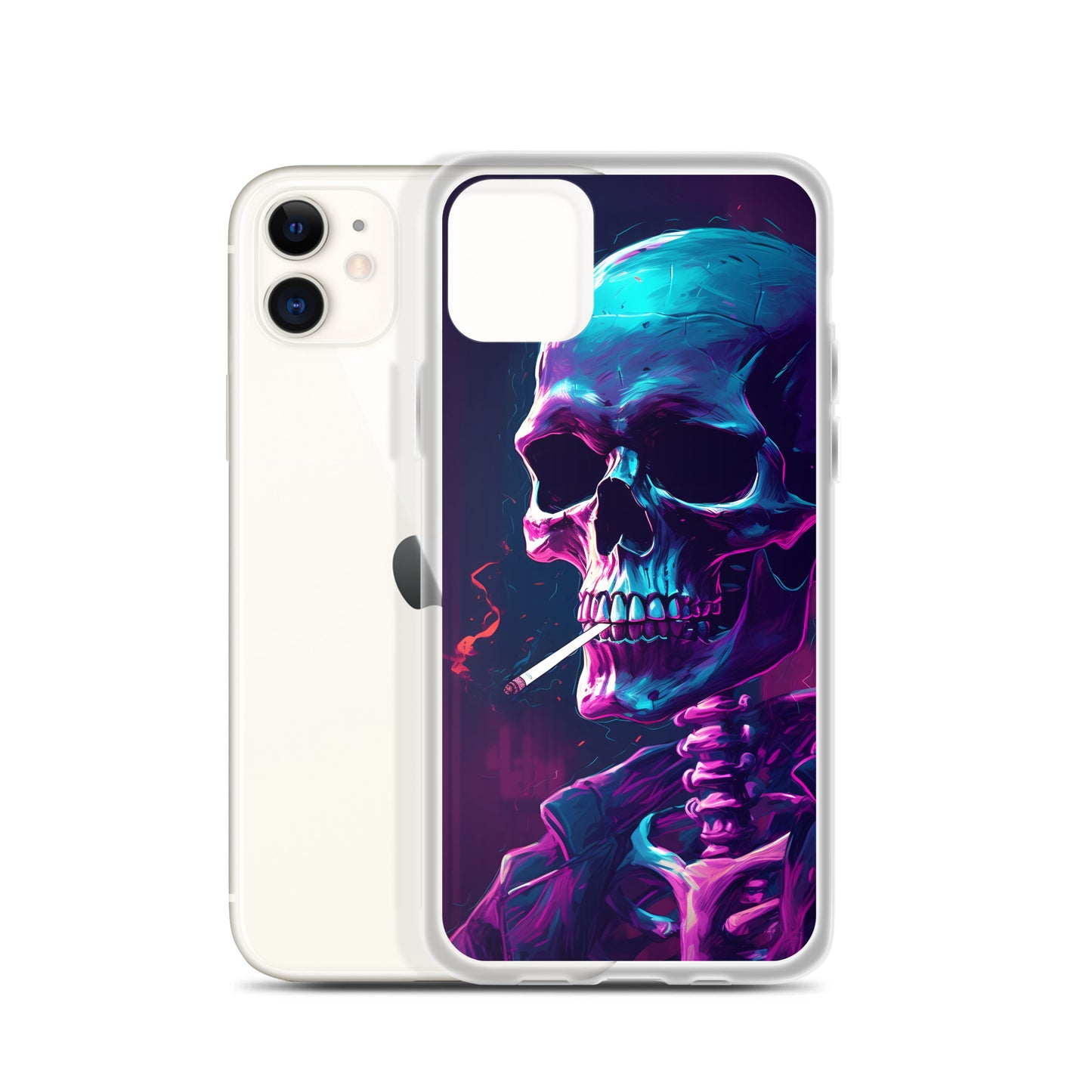 iPhone Case - Synthwave Smoking Skeleton