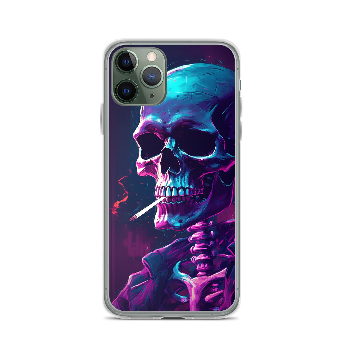 iPhone Case - Synthwave Smoking Skeleton