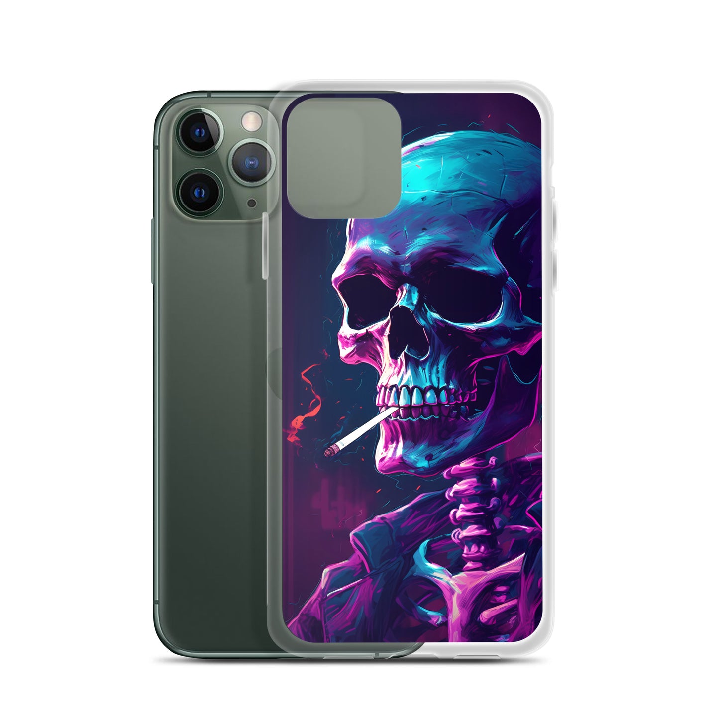 iPhone Case - Synthwave Smoking Skeleton