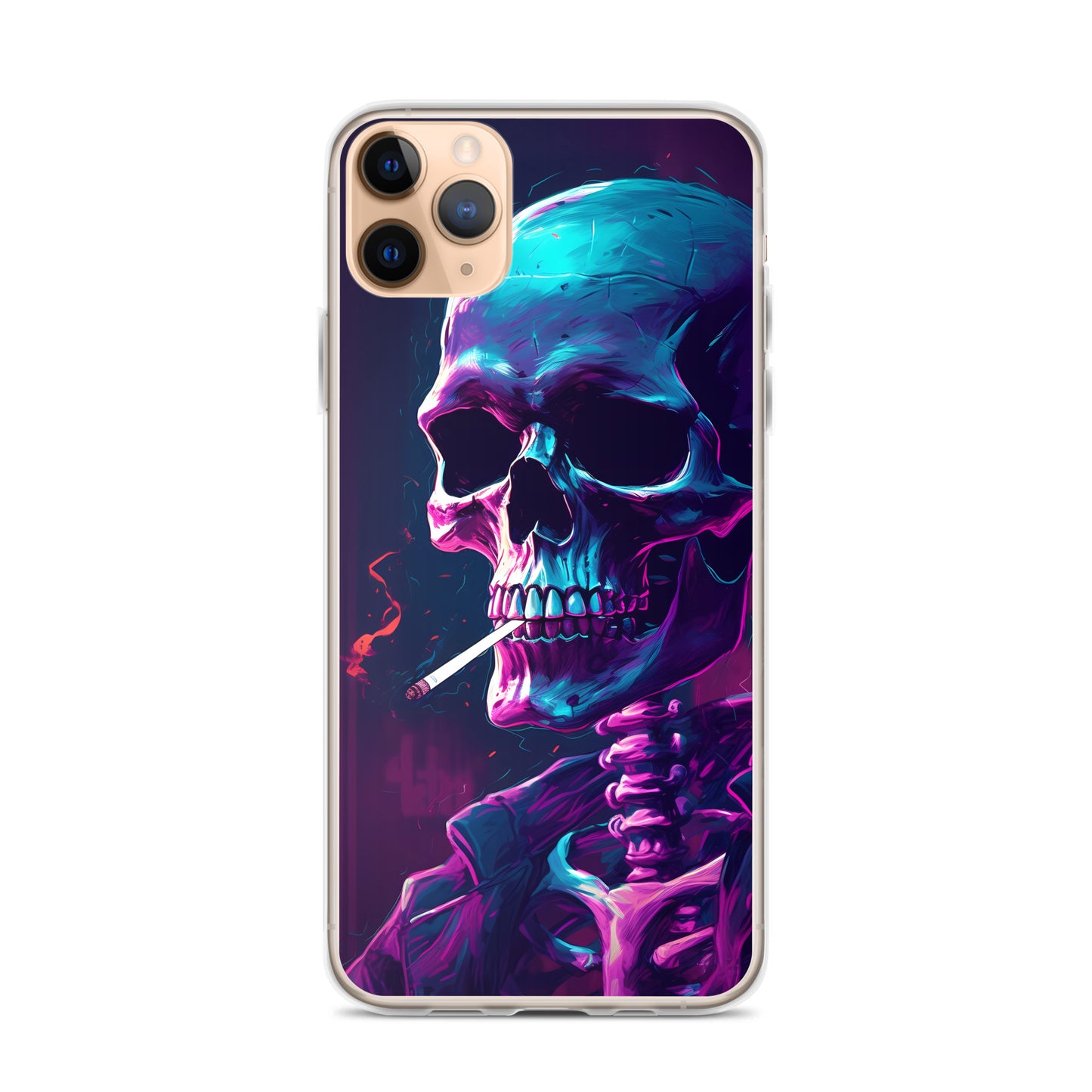 iPhone Case - Synthwave Smoking Skeleton