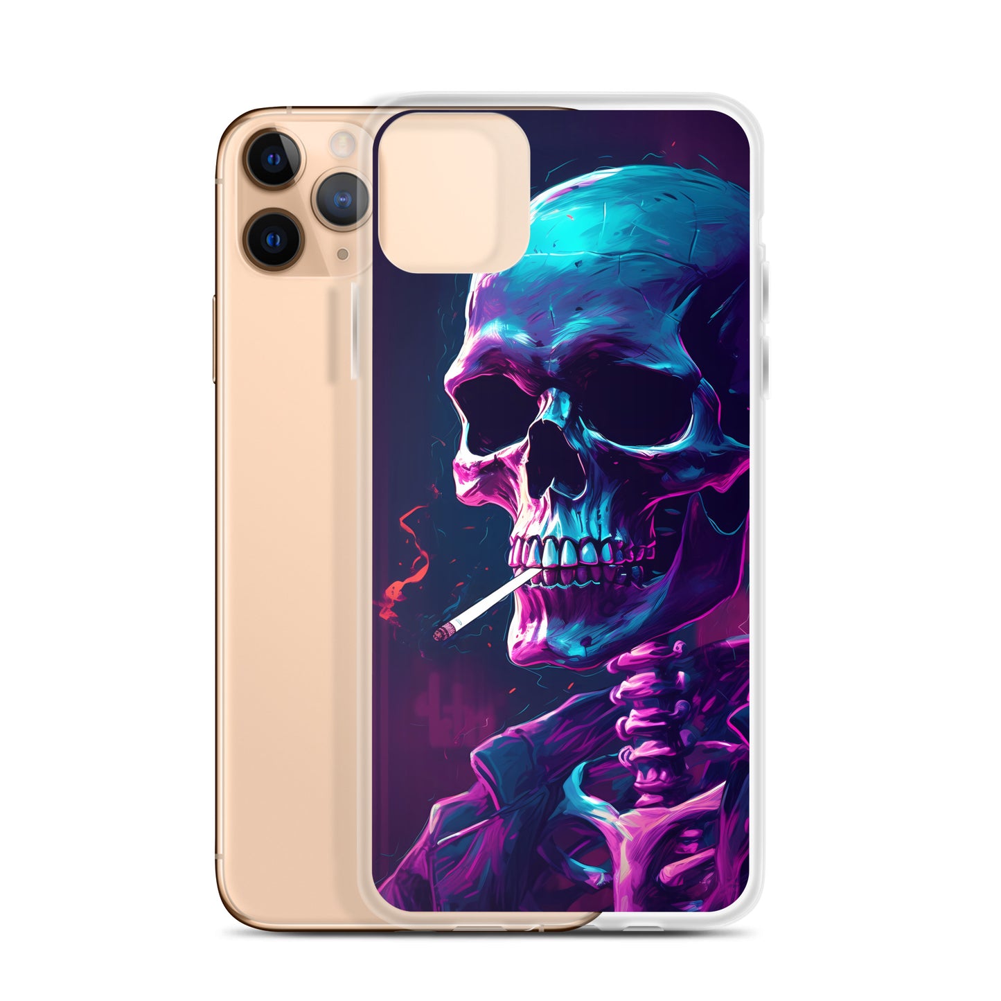 iPhone Case - Synthwave Smoking Skeleton