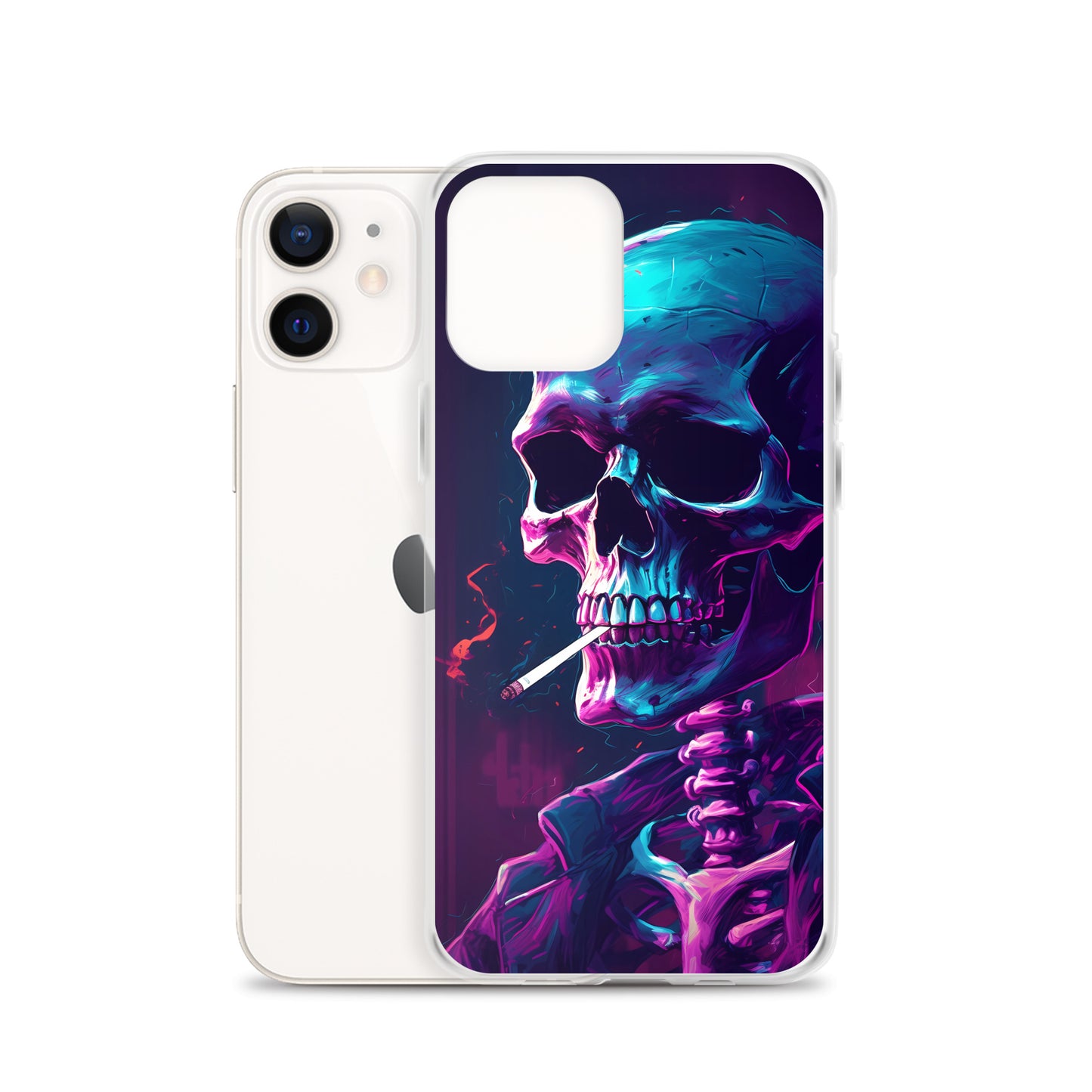 iPhone Case - Synthwave Smoking Skeleton