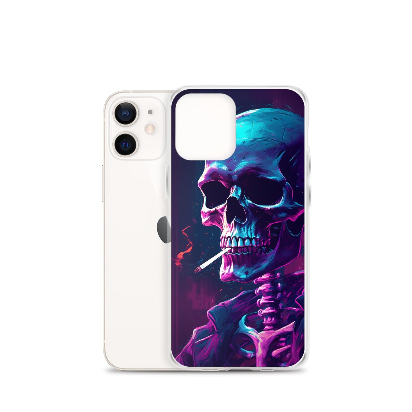 iPhone Case - Synthwave Smoking Skeleton