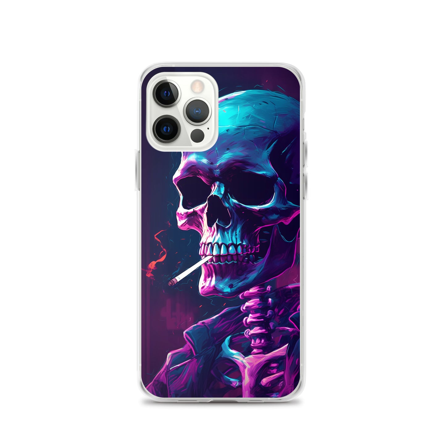 iPhone Case - Synthwave Smoking Skeleton