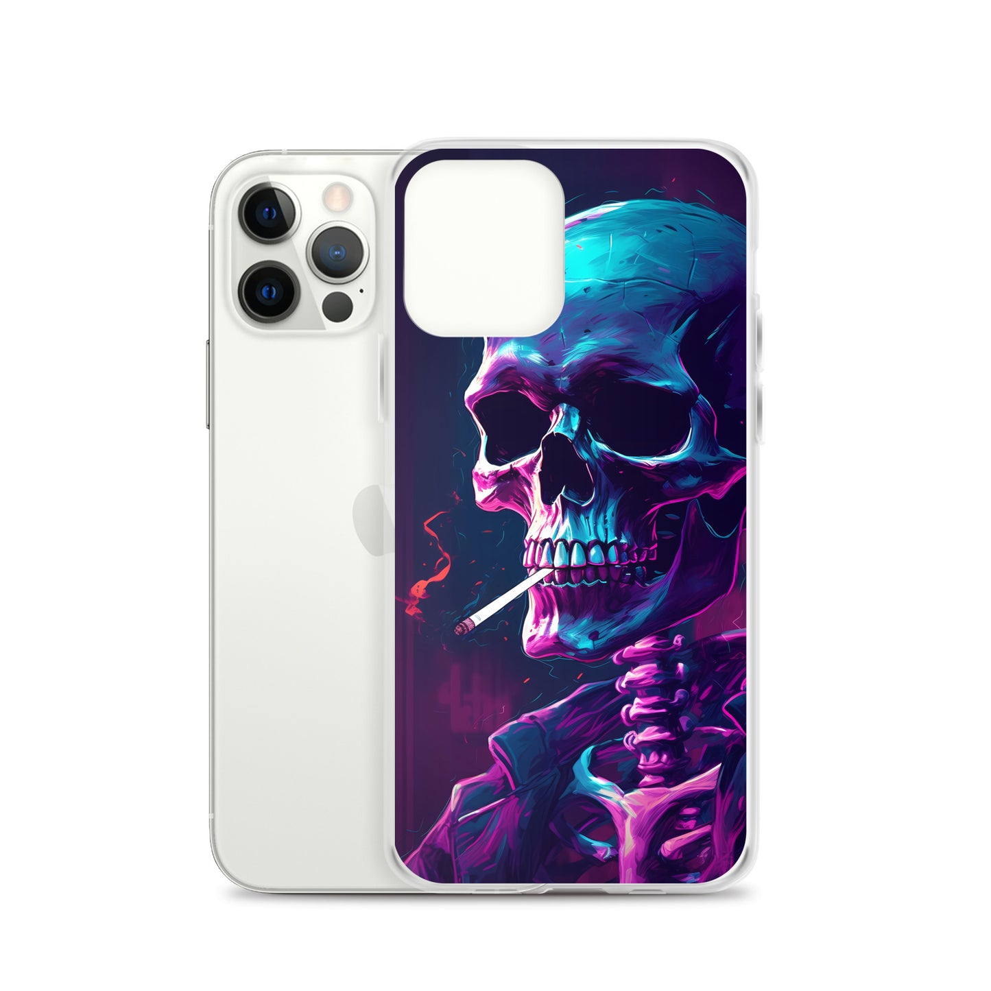 iPhone Case - Synthwave Smoking Skeleton