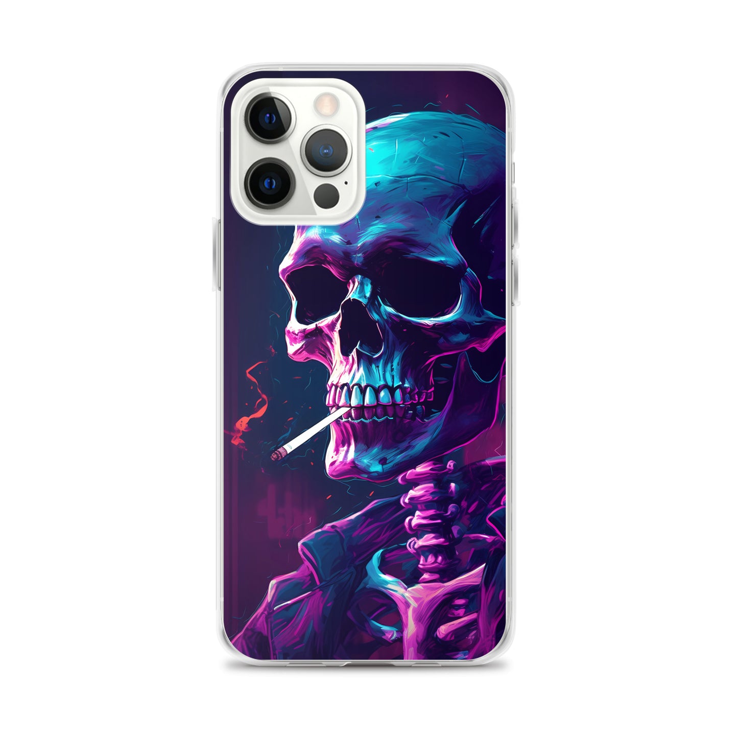 iPhone Case - Synthwave Smoking Skeleton