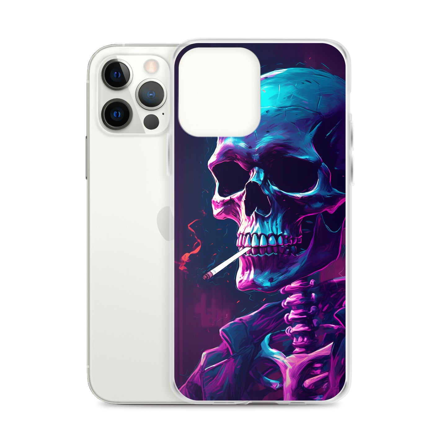 iPhone Case - Synthwave Smoking Skeleton