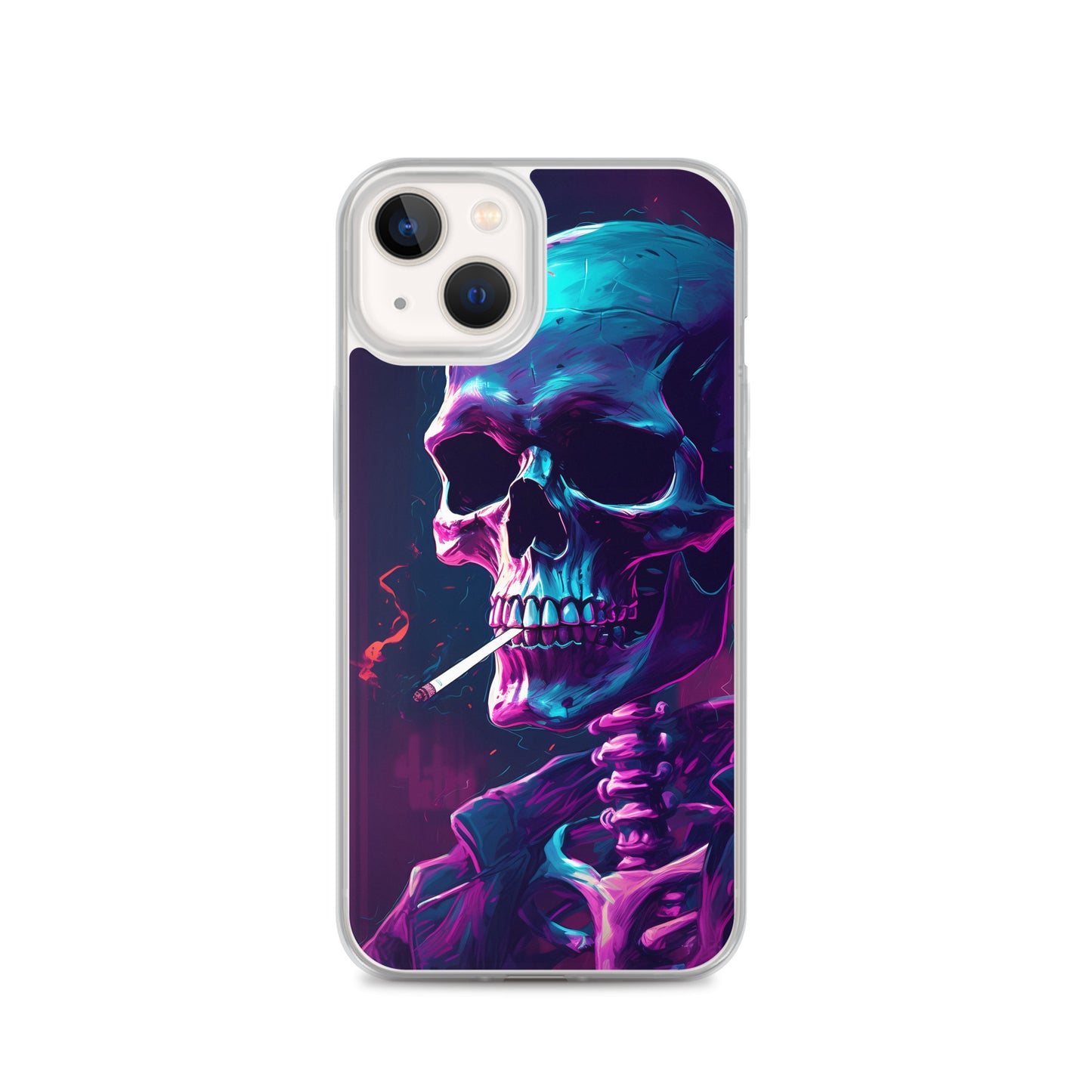 iPhone Case - Synthwave Smoking Skeleton