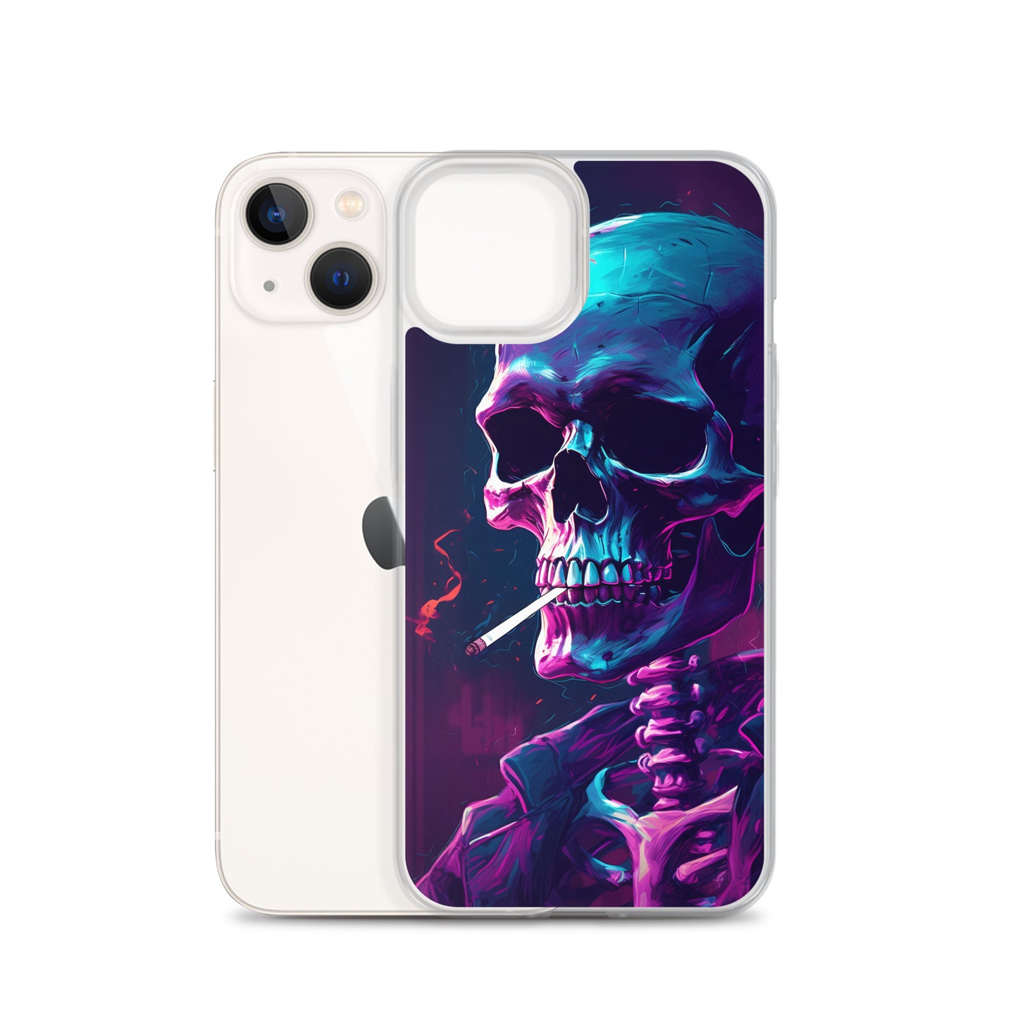 iPhone Case - Synthwave Smoking Skeleton