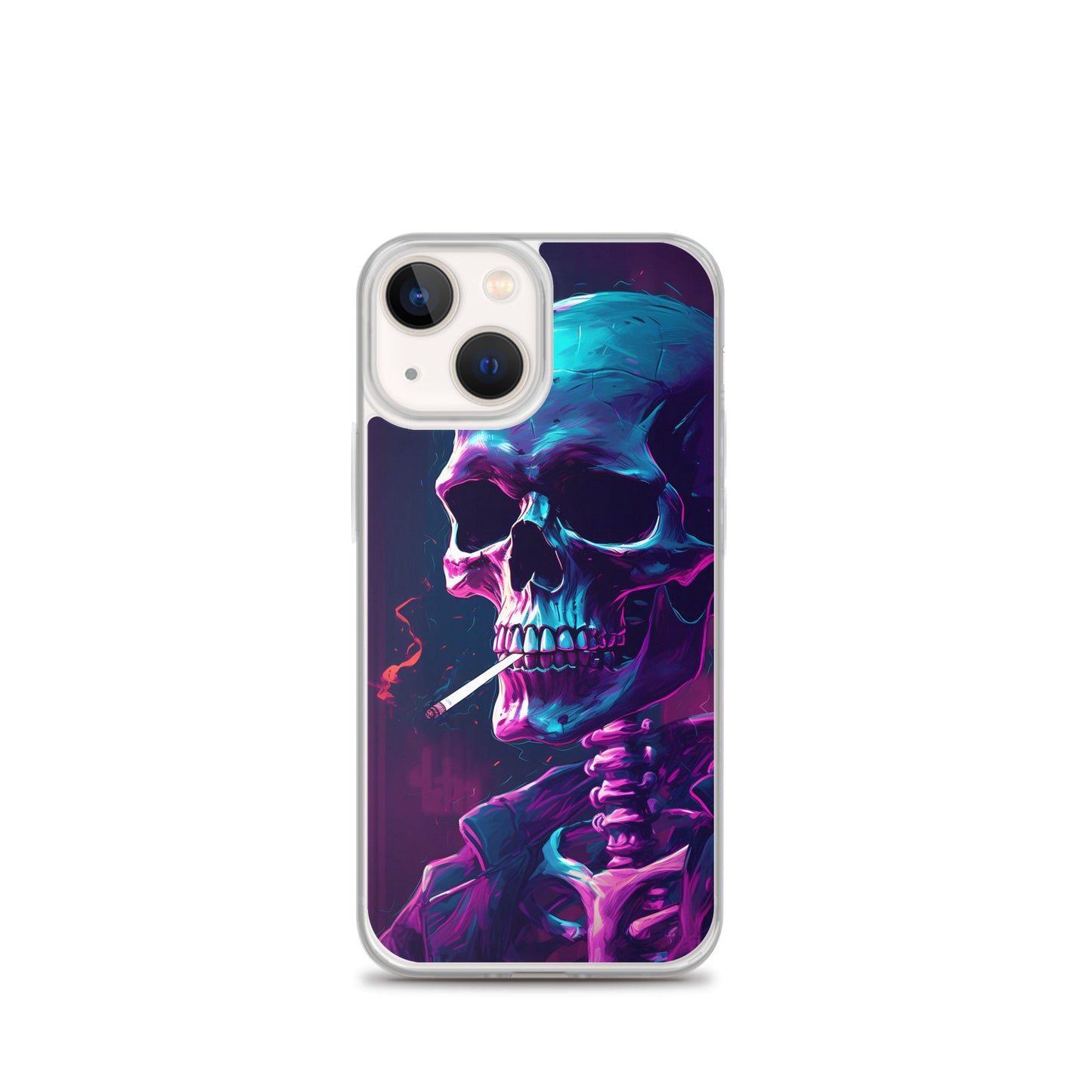 iPhone Case - Synthwave Smoking Skeleton