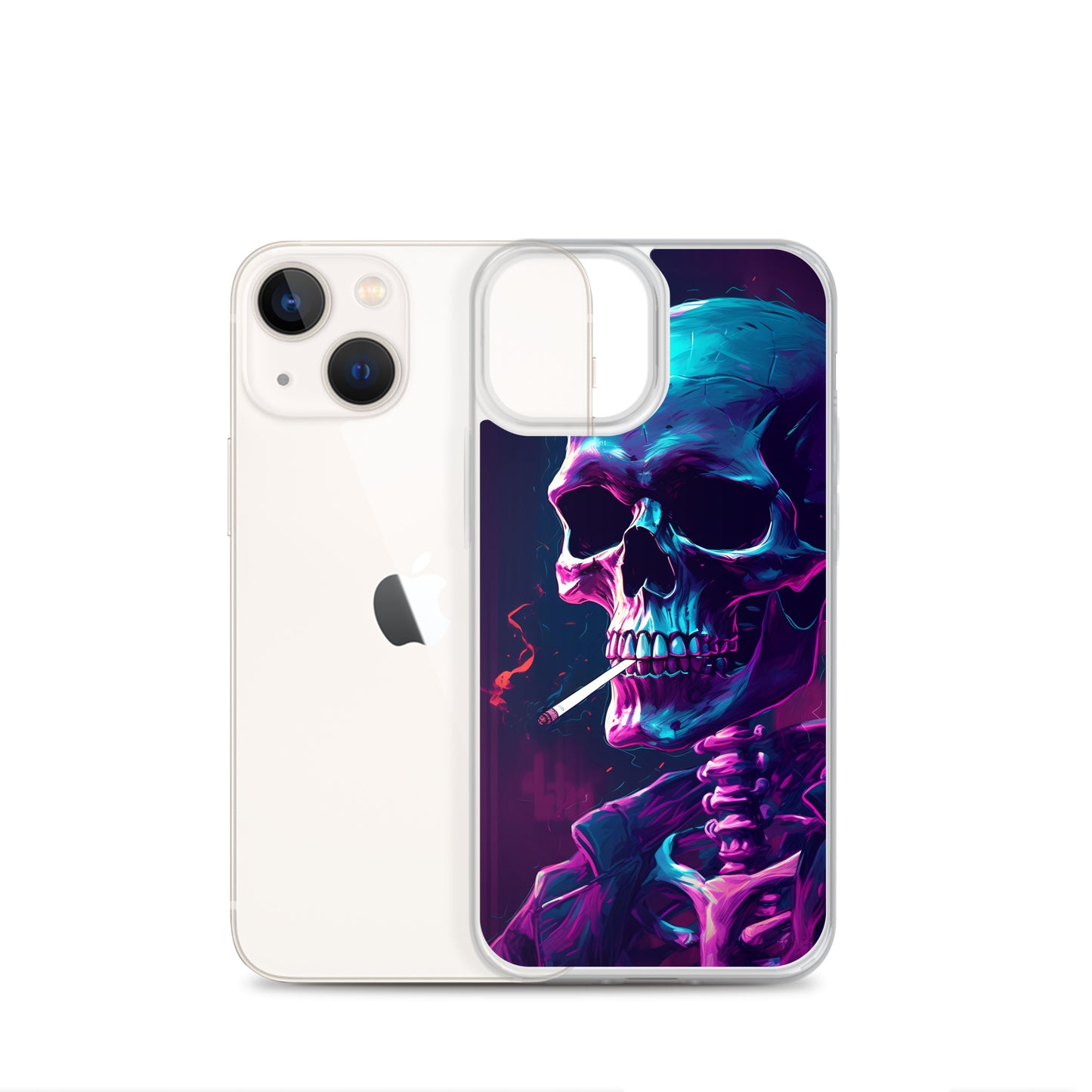 iPhone Case - Synthwave Smoking Skeleton