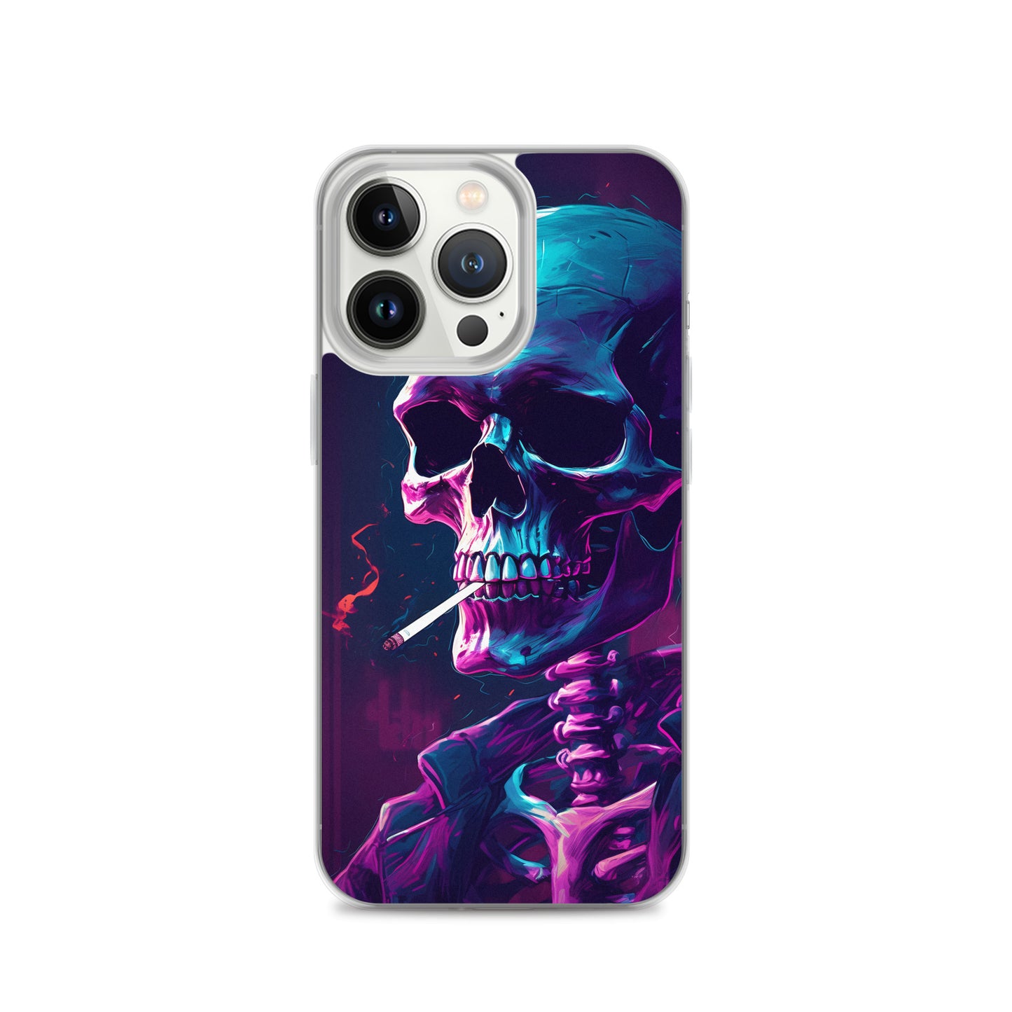 iPhone Case - Synthwave Smoking Skeleton