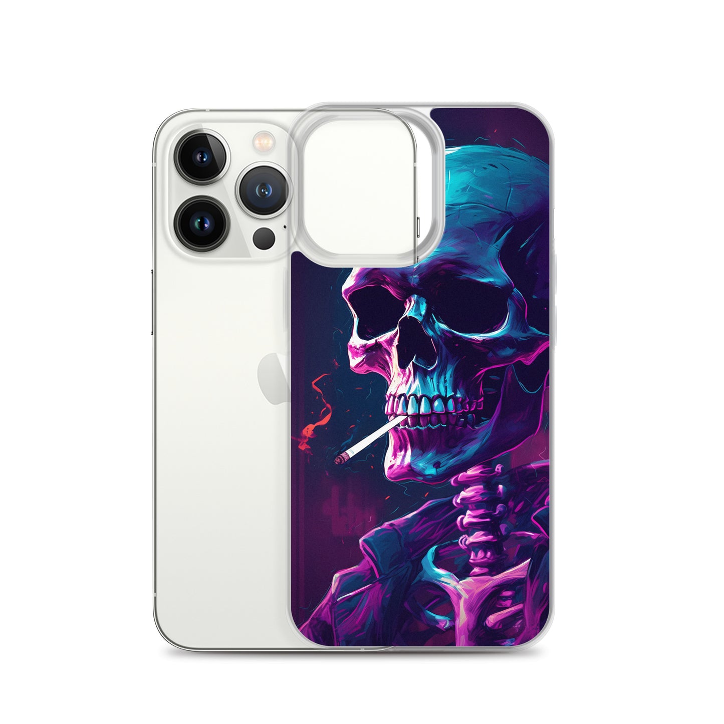 iPhone Case - Synthwave Smoking Skeleton