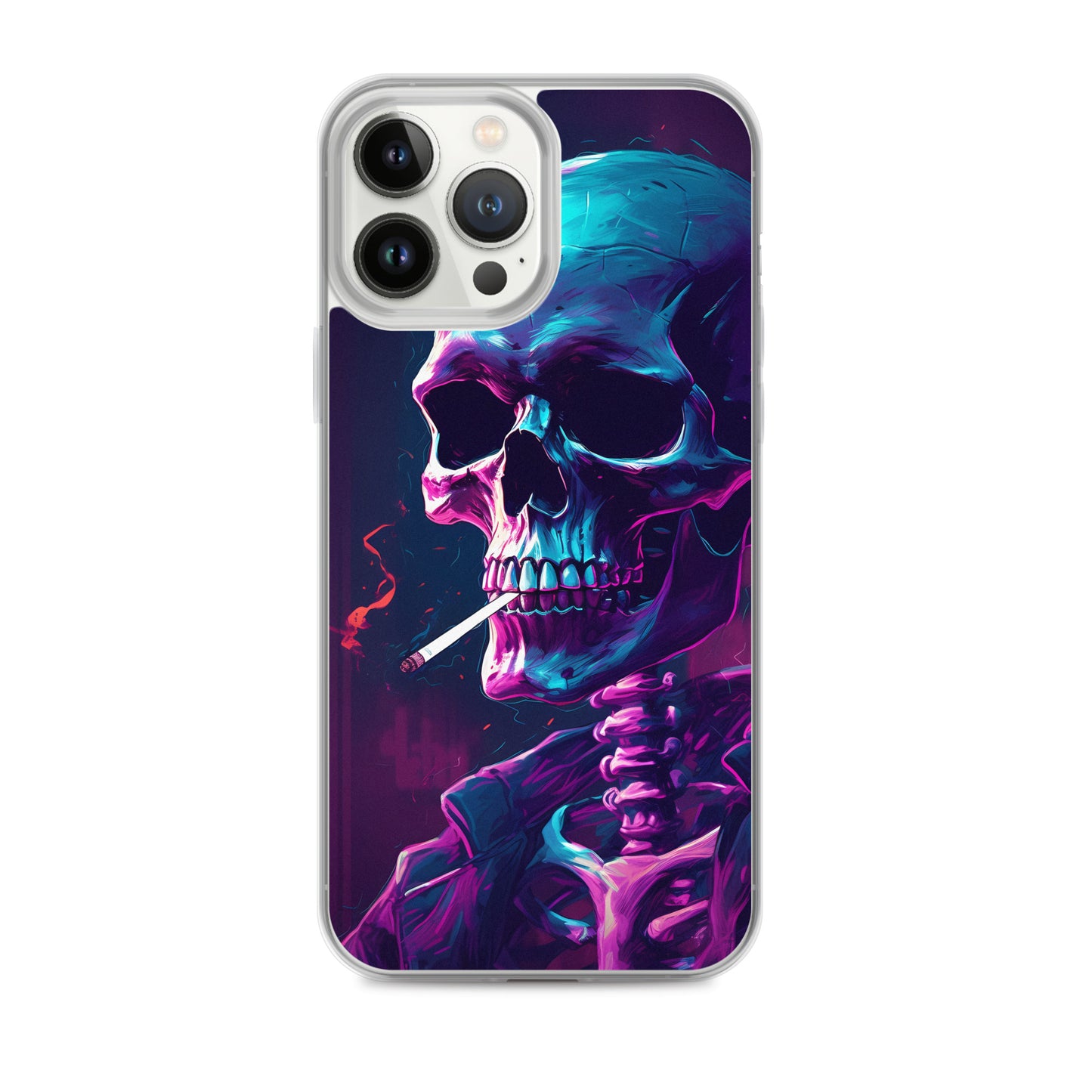 iPhone Case - Synthwave Smoking Skeleton