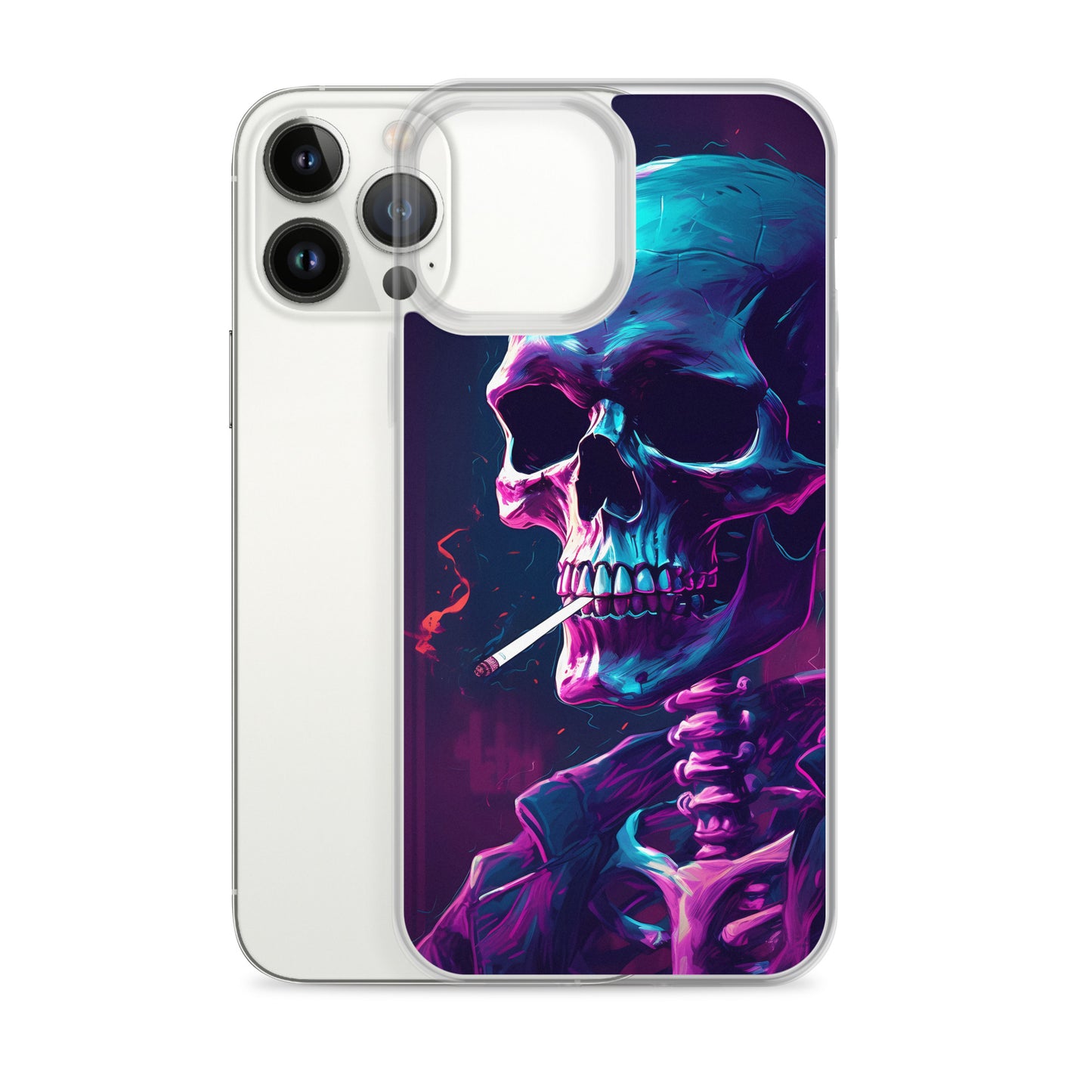 iPhone Case - Synthwave Smoking Skeleton