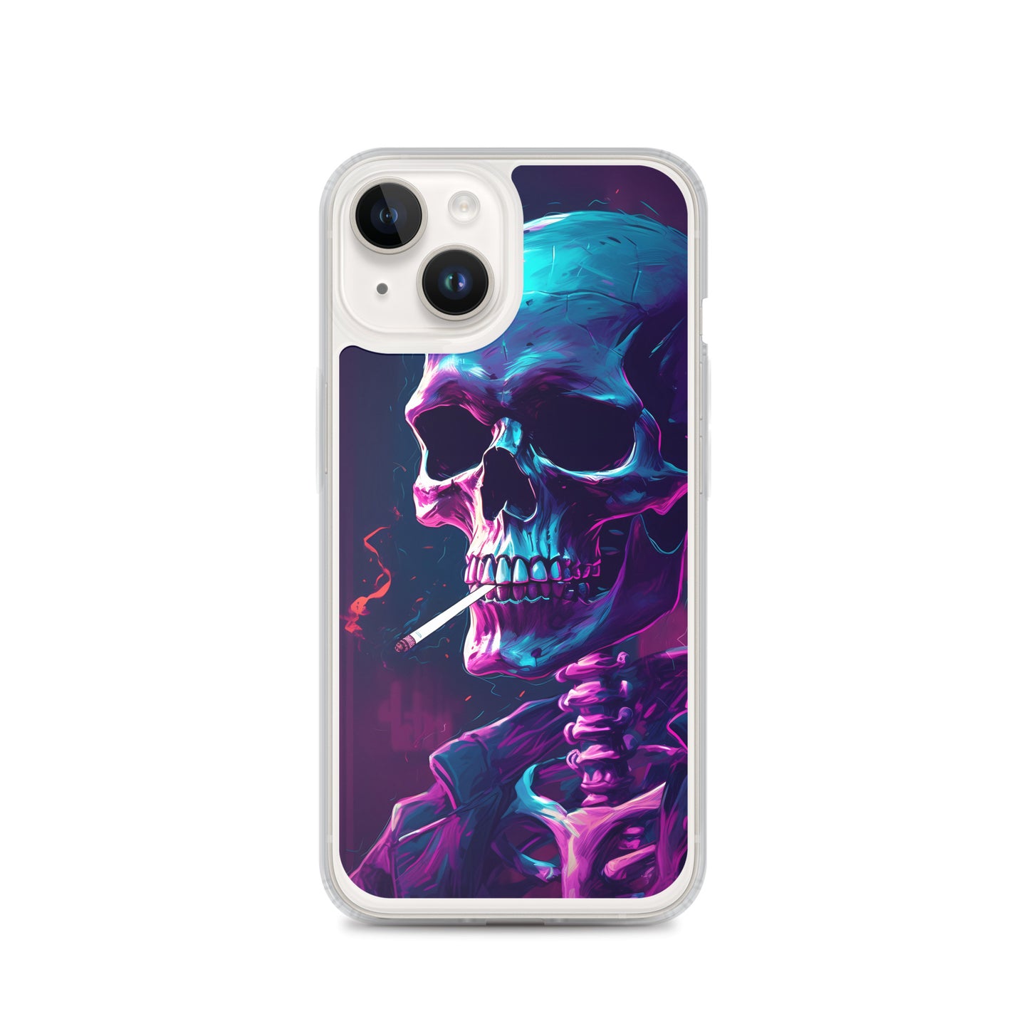 iPhone Case - Synthwave Smoking Skeleton