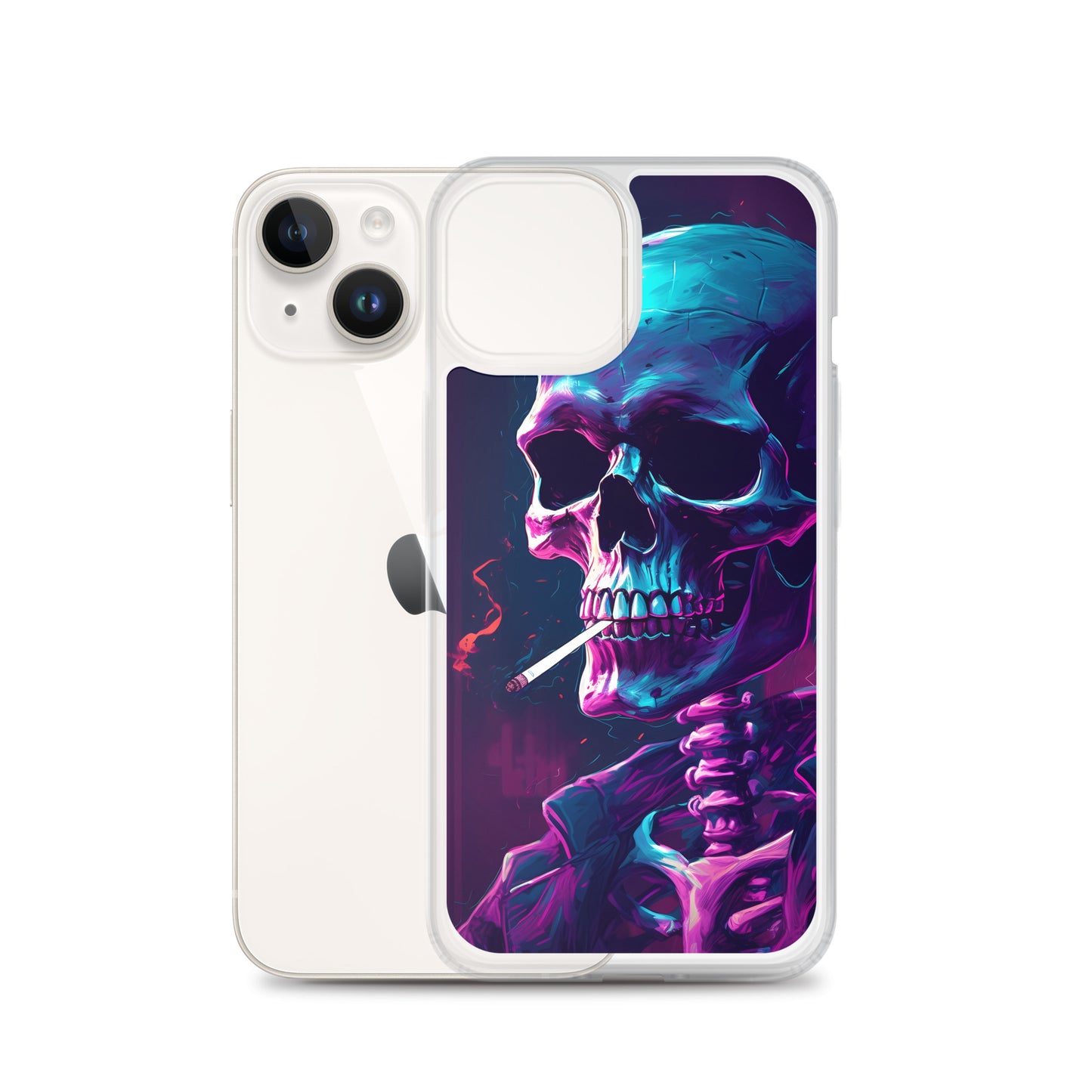 iPhone Case - Synthwave Smoking Skeleton