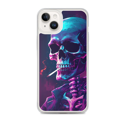 iPhone Case - Synthwave Smoking Skeleton