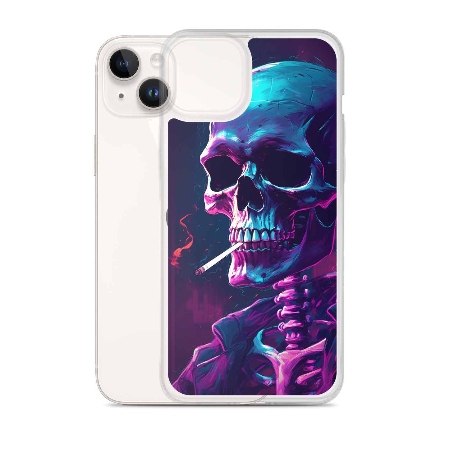 iPhone Case - Synthwave Smoking Skeleton