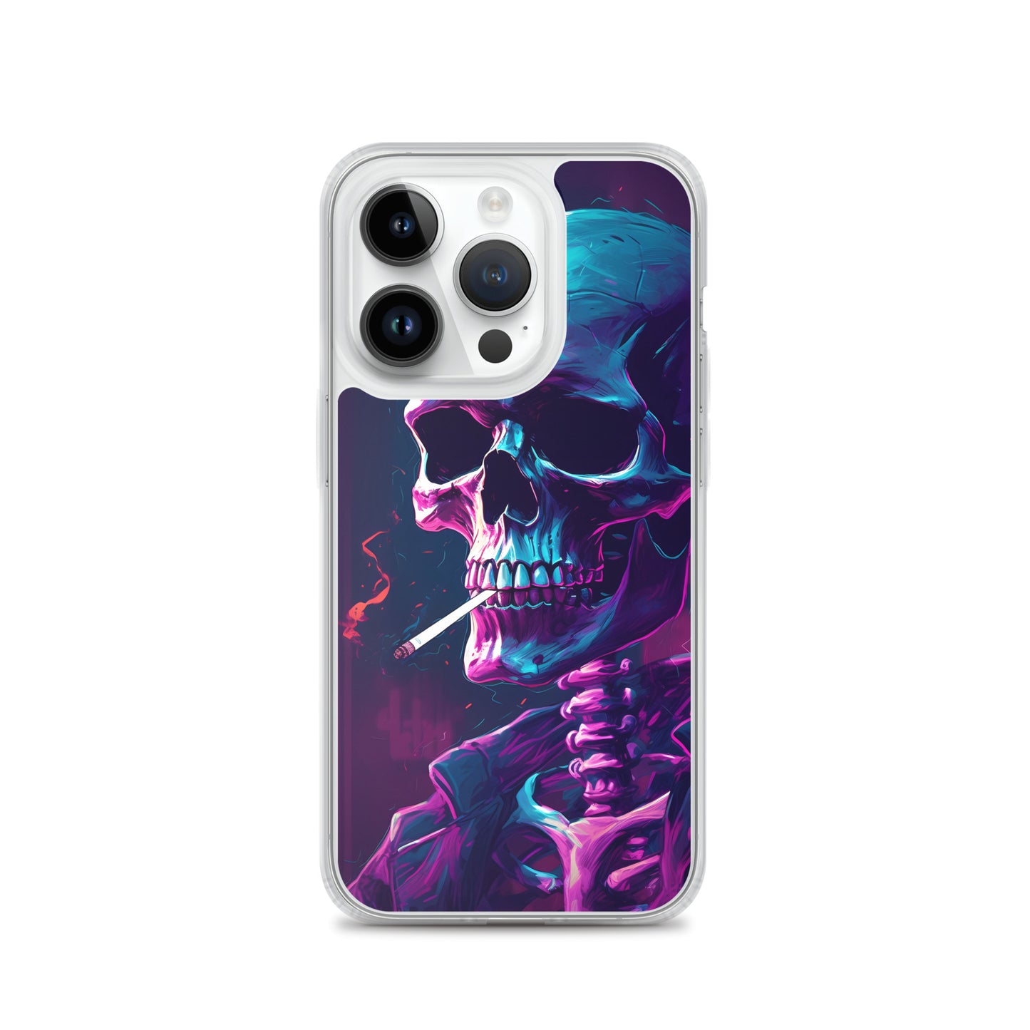 iPhone Case - Synthwave Smoking Skeleton