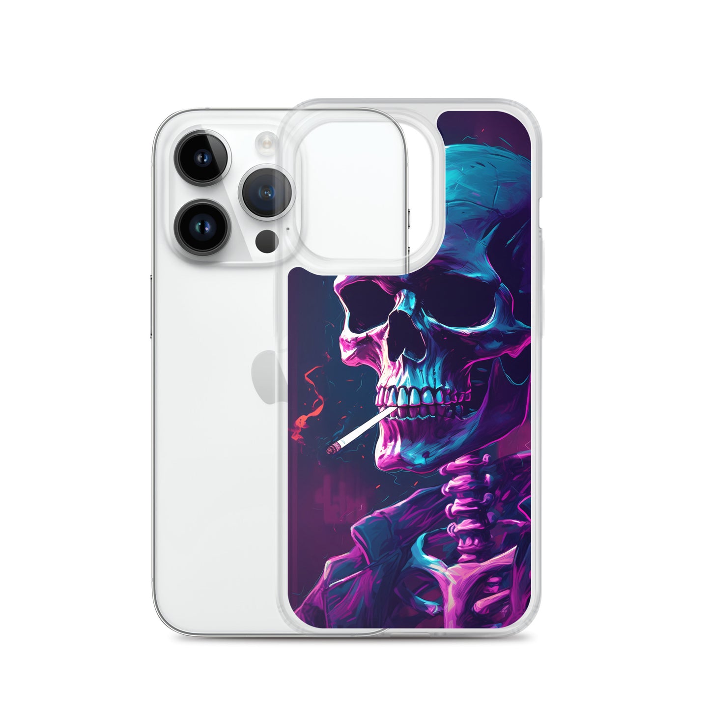 iPhone Case - Synthwave Smoking Skeleton