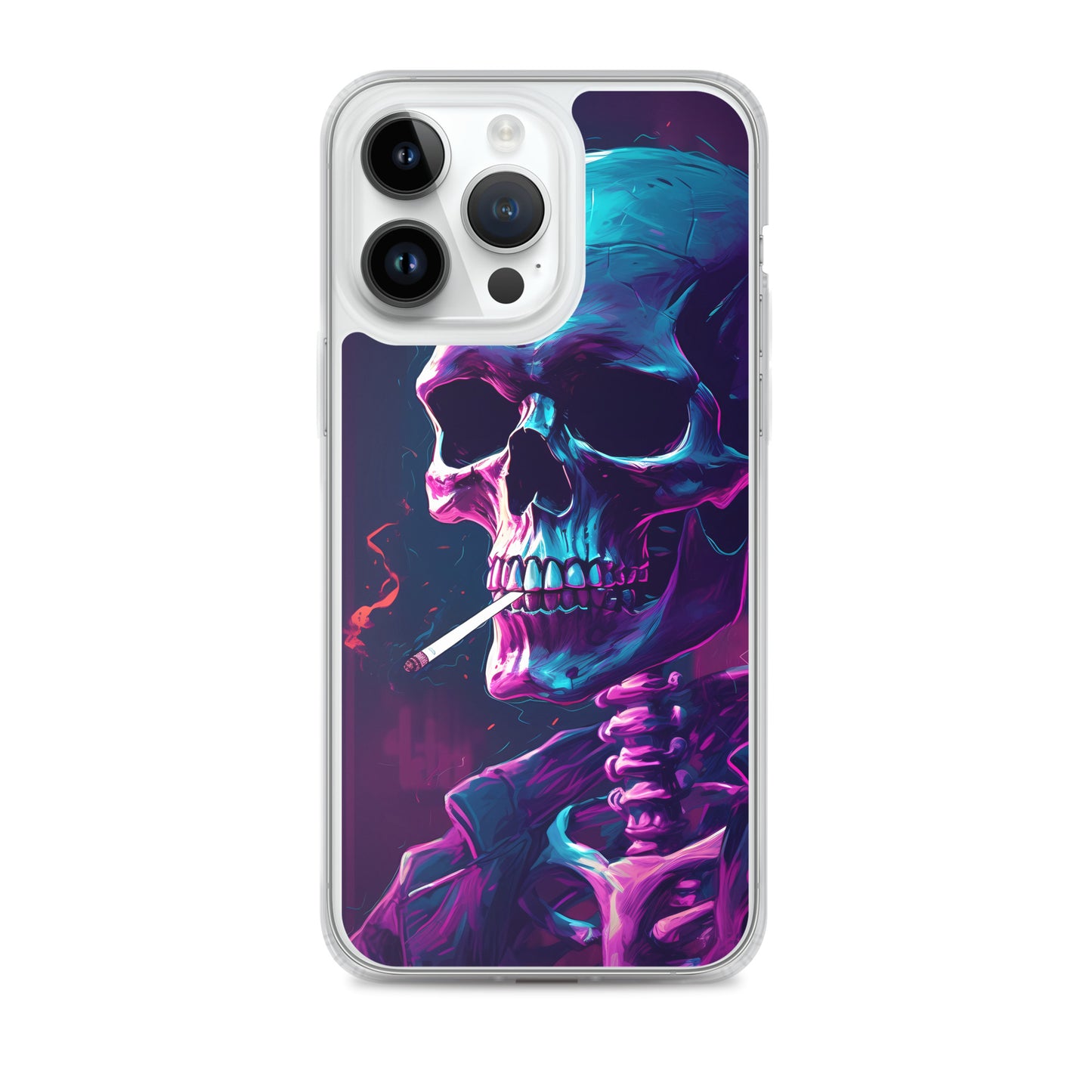 iPhone Case - Synthwave Smoking Skeleton