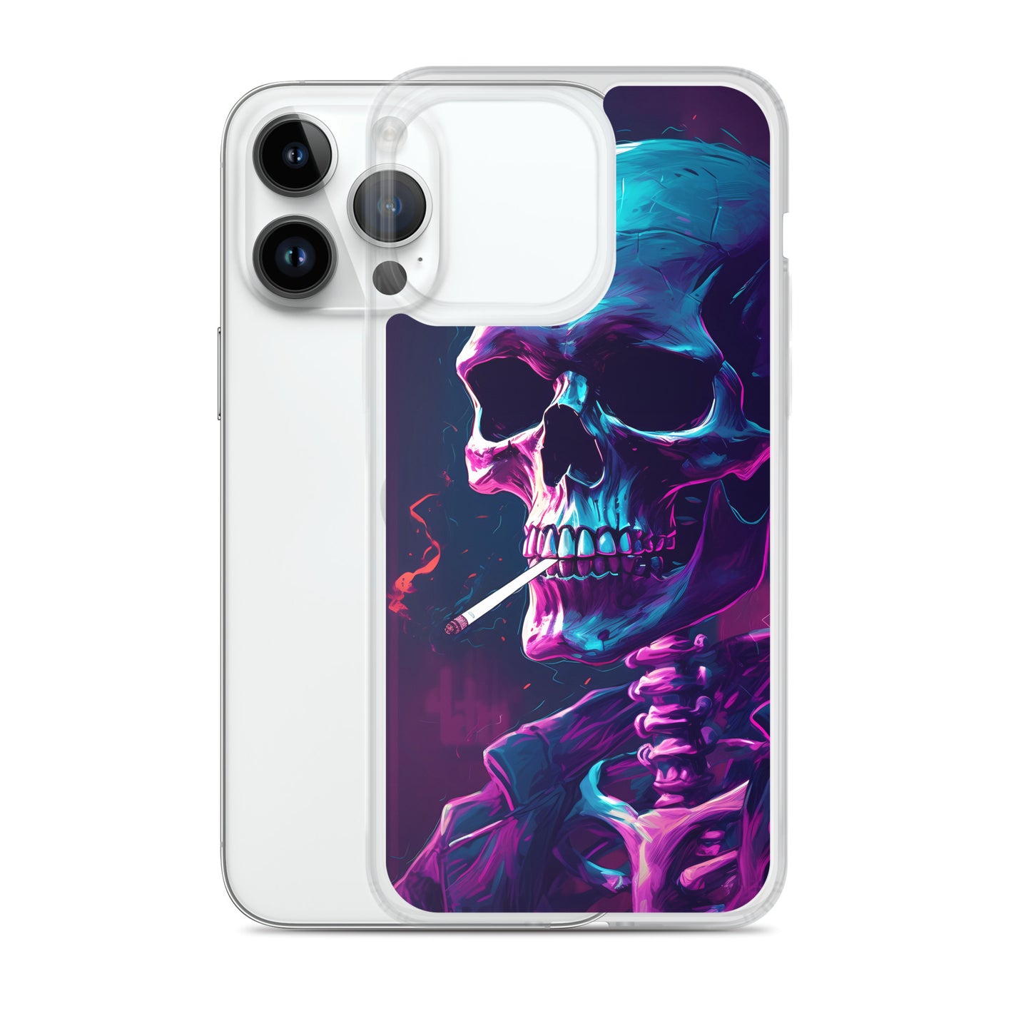 iPhone Case - Synthwave Smoking Skeleton