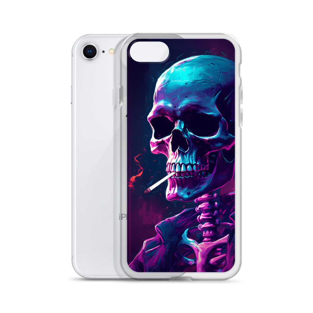 iPhone Case - Synthwave Smoking Skeleton