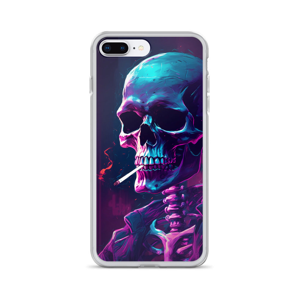 iPhone Case - Synthwave Smoking Skeleton