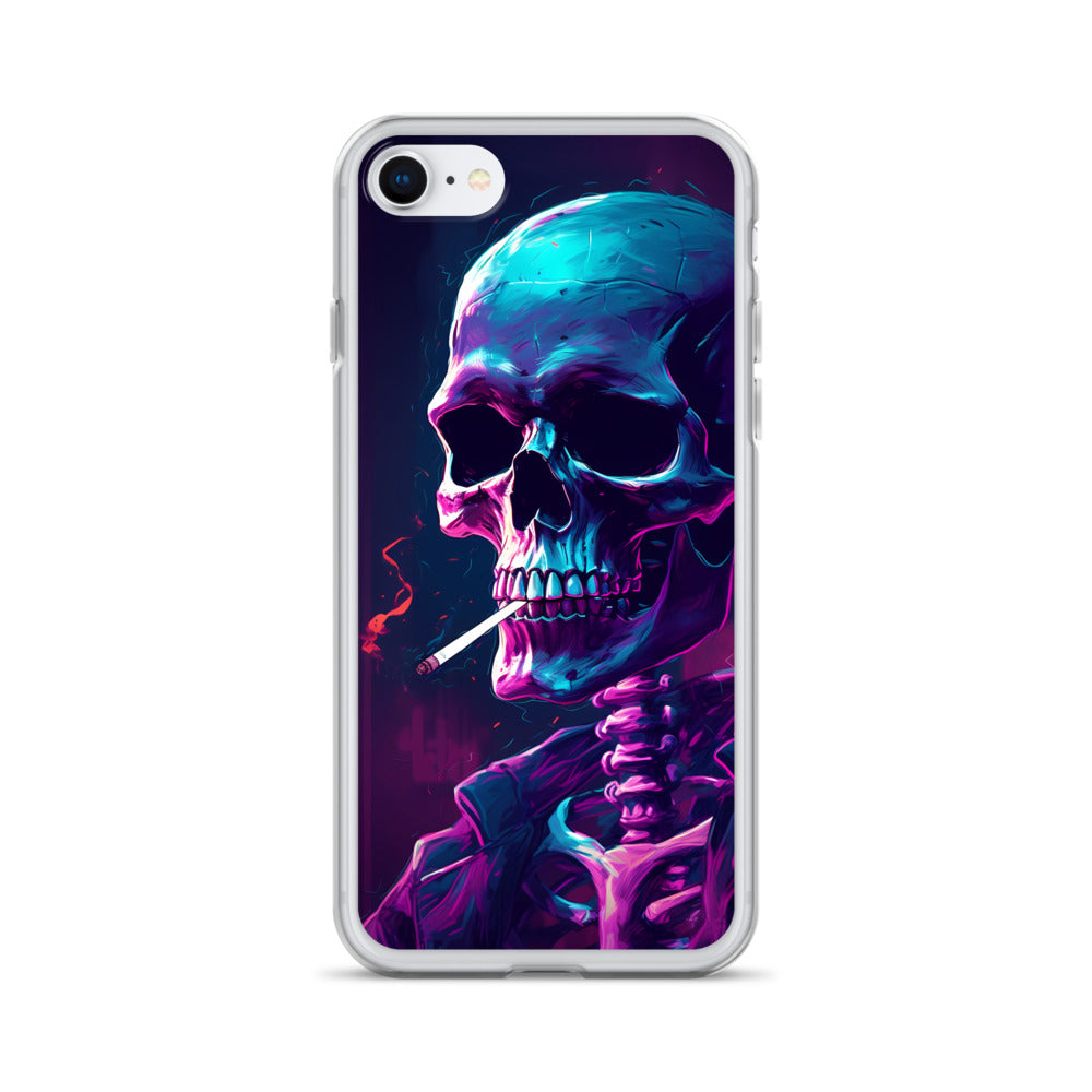 iPhone Case - Synthwave Smoking Skeleton