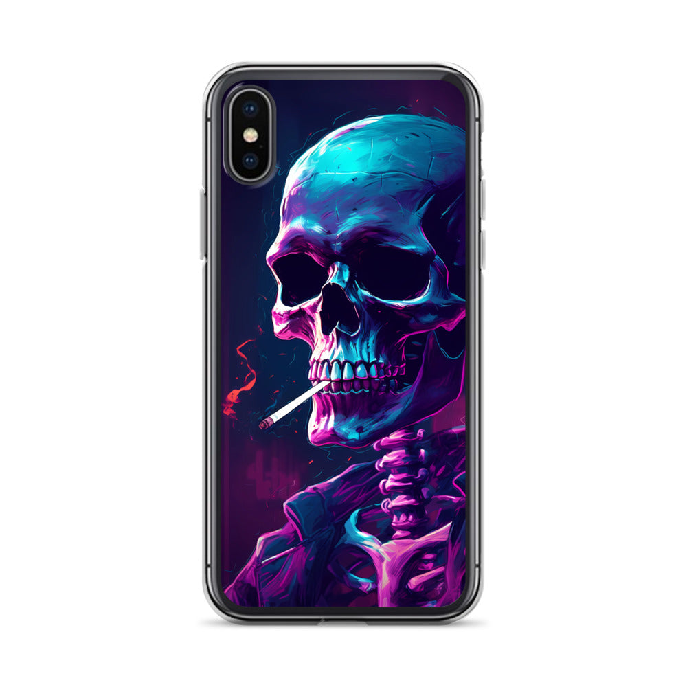 iPhone Case - Synthwave Smoking Skeleton