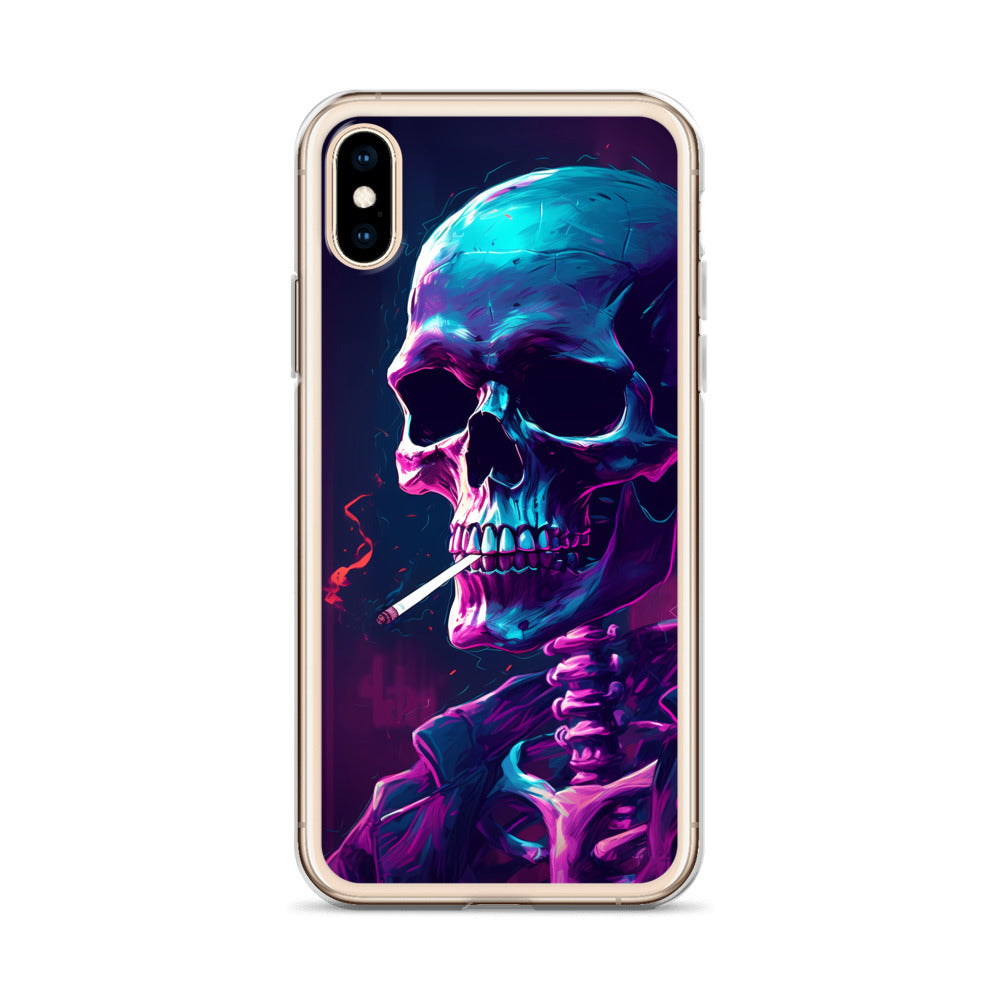 iPhone Case - Synthwave Smoking Skeleton