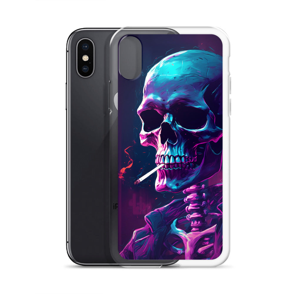 iPhone Case - Synthwave Smoking Skeleton