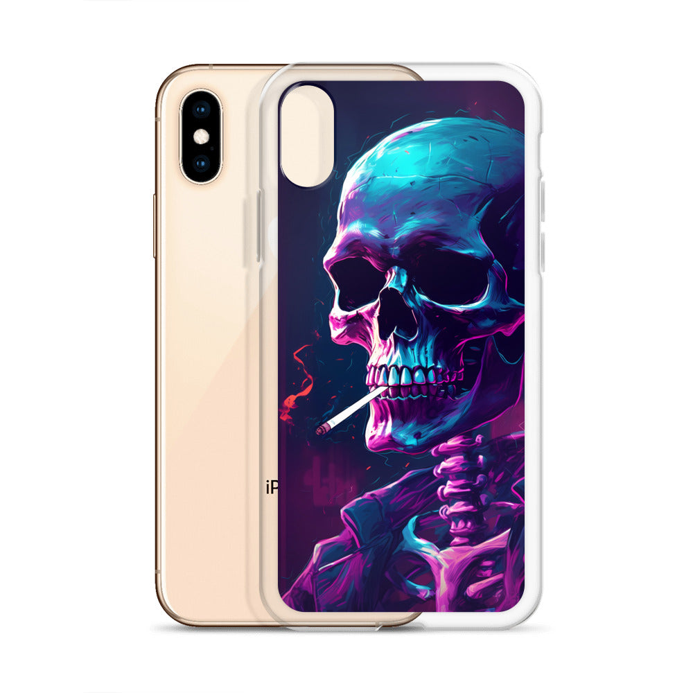 iPhone Case - Synthwave Smoking Skeleton