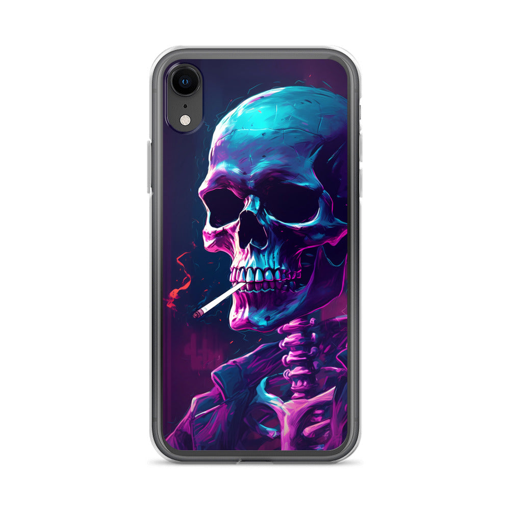 iPhone Case - Synthwave Smoking Skeleton