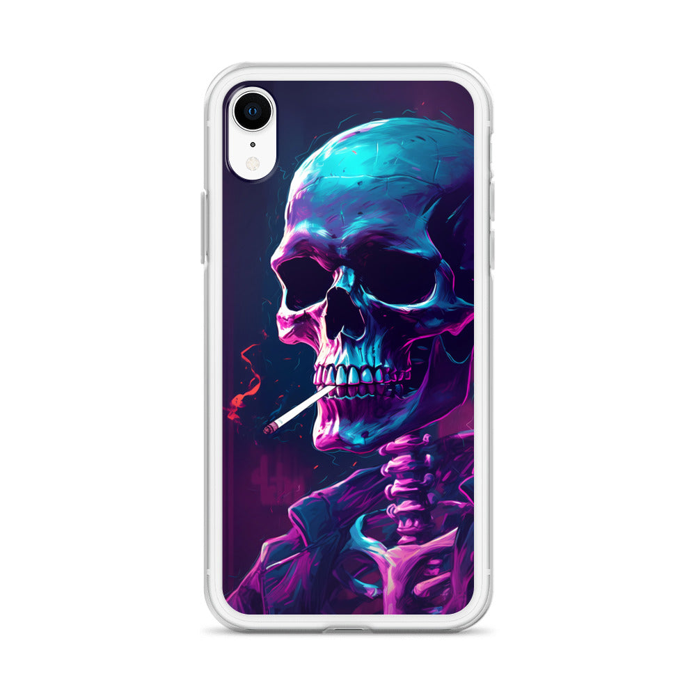 iPhone Case - Synthwave Smoking Skeleton