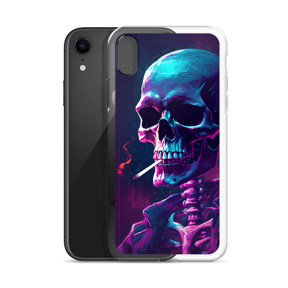 iPhone Case - Synthwave Smoking Skeleton