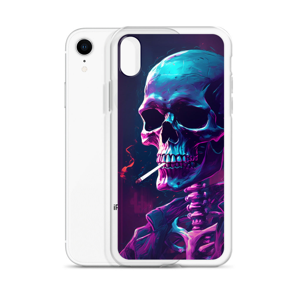 iPhone Case - Synthwave Smoking Skeleton