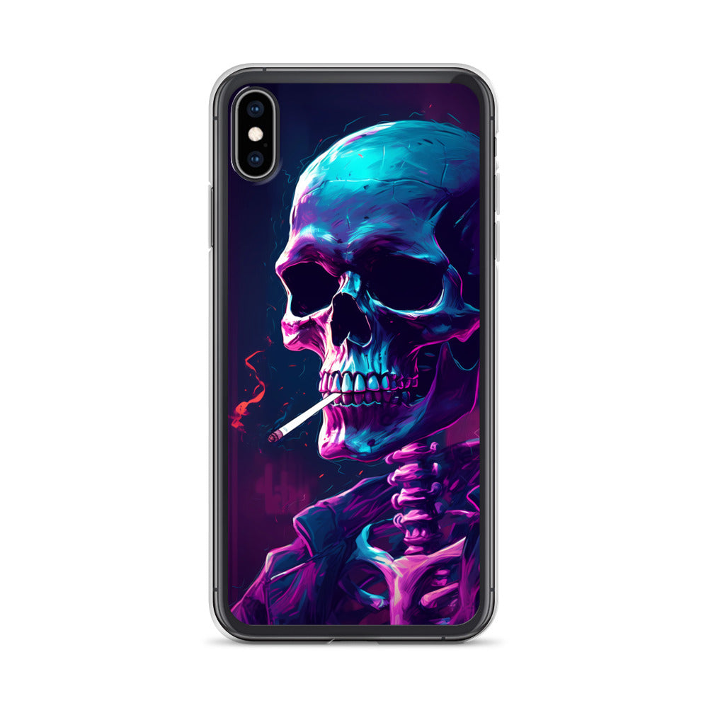 iPhone Case - Synthwave Smoking Skeleton