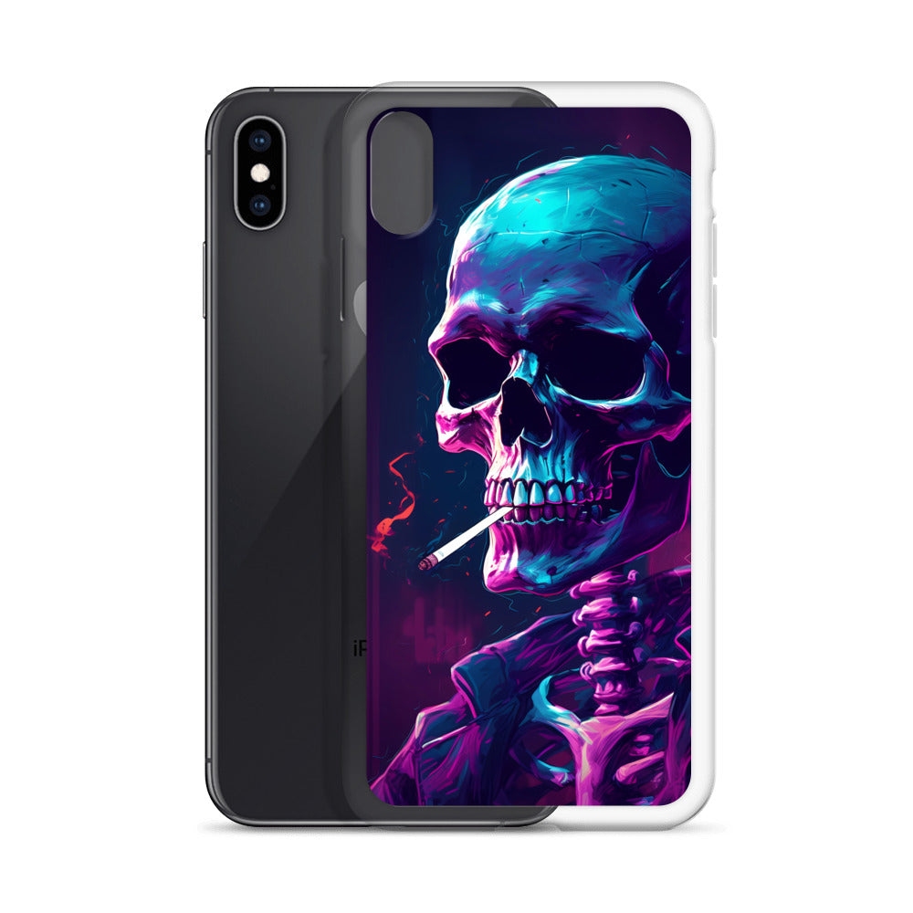 iPhone Case - Synthwave Smoking Skeleton